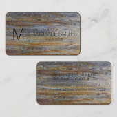 Monogram met achtergrondafbeelding van hout #3 visitekaartje (Voorkant / Achterkant)