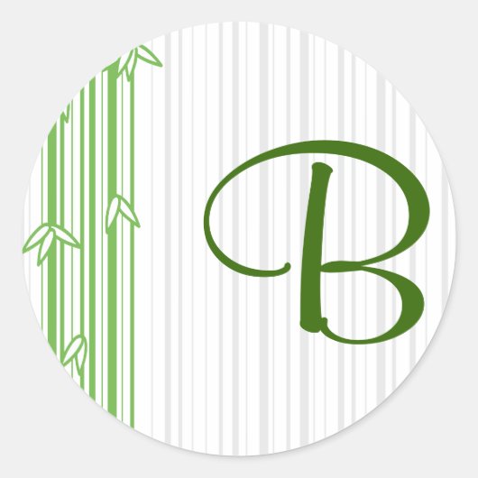 Monogram met Bamboe Achtergrond - Letter B Ronde Sticker (Voorkant)