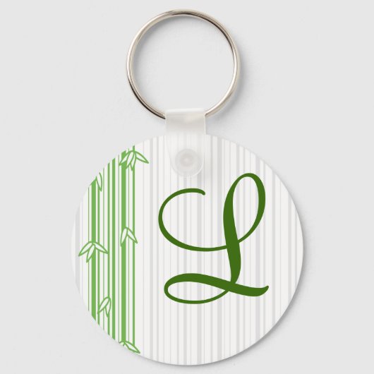 Monogram met Bamboe Achtergrond - Letter L Sleutelhanger (Voorkant)