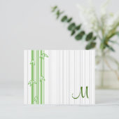 Monogram met Bamboe Achtergrond - Letter M Briefkaart (Staand voorkant)