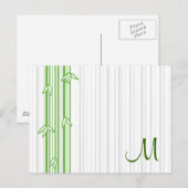 Monogram met Bamboe Achtergrond - Letter M Briefkaart (Voorkant / Achterkant)