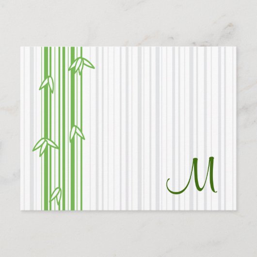 Monogram met Bamboe Achtergrond - Letter M Briefkaart (Voorkant)