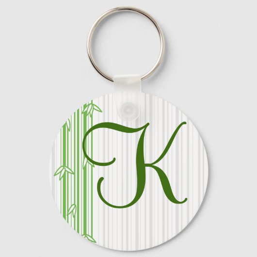 Monogram met Bamboo Achtergrond - Letter K Sleutelhanger (Voorkant)