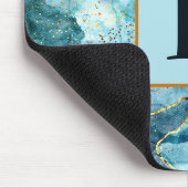 Monogram met blauwe en goudglittermarmer muismat (Hoek)