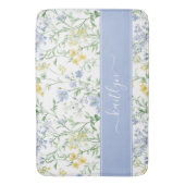 Monogram met blauwe waterverf wilde bloem badmat (Voorkant Verticaal)