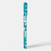 Monogram met bloemen - blauw en wit Case-Mate iPhone case (Achterkant / Rechts)