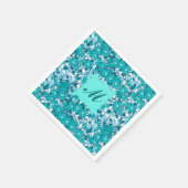 Monogram met bloemen - blauw en wit servetten (Hoek)