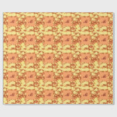 Monogram met bloemen - cacao & geel cadeaupapier (Vlak)