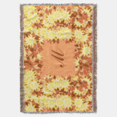 Monogram met bloemen - cacao & geel deken (Voorkant Verticaal)