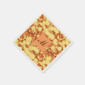 Monogram met bloemen - cacao & geel servet (Hoek)