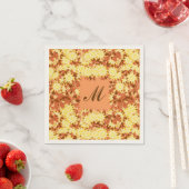 Monogram met bloemen - cacao & geel servet (Insitu)