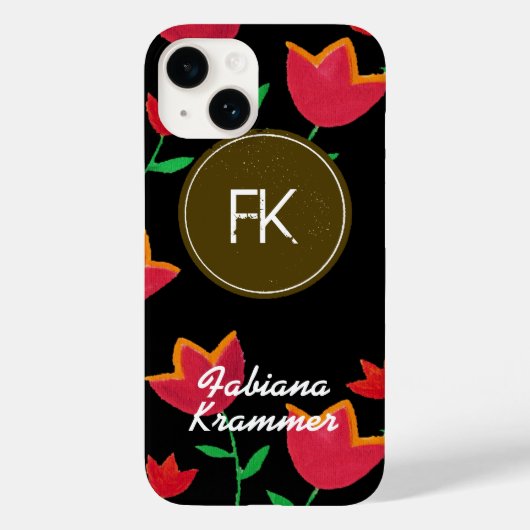 Monogram met bloemen Case-Mate iPhone case (Achterkant)
