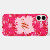 Monogram met bloemen - fuchsie en roze Case-Mate iPhone case (Achterkant (horizontaal))