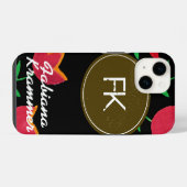 Monogram met bloemen iPhone hoesje (Achterkant horizontaal)