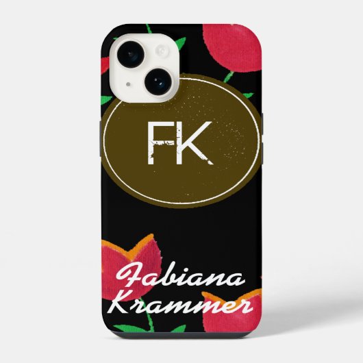 Monogram met bloemen iPhone hoesje (Achterkant)