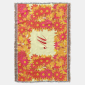 Monogram met bloemen - rood en goud deken (Voorkant Verticaal)