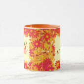 Monogram met bloemen - rood en goud mok (Midden)