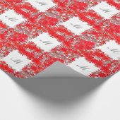 Monogram met bloemen - rood en grijs cadeaupapier (Hoek)