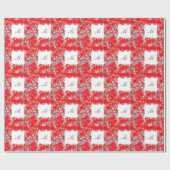 Monogram met bloemen - rood en grijs cadeaupapier (Vlak)