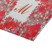 Monogram met bloemen - rood en grijs snijplank (Hoek)