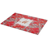 Monogram met bloemen - rood en grijs snijplank (Hoek)