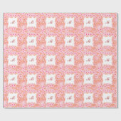 Monogram met bloemen - roze en perzik cadeaupapier (Vlak)