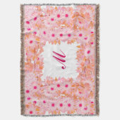 Monogram met bloemen - roze en perzik deken (Voorkant Verticaal)