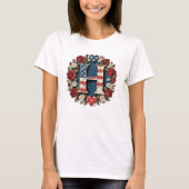 Monogram met bloemenkrans van de letter H T-shirt (Voorkant)