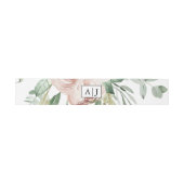 Monogram met Blush Bloemen Bruiloft Uitnodigingen Wikkel (Vlak)