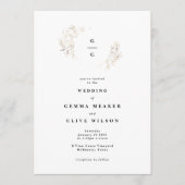 Monogram met botanische monogram, wit eslegant kaart (Voorkant)