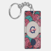 Monogram met breibollen van garen sleutelhanger (Voorkant Links)