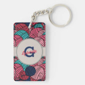 Monogram met breibollen van garen sleutelhanger (achterkant)