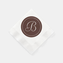 Monogram met bruine/witte stip servet