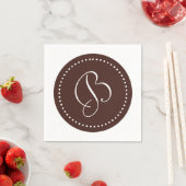 Monogram met bruine/witte stip servetten (Insitu)