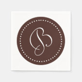 Monogram met bruine/witte stip servetten (Voorkant)
