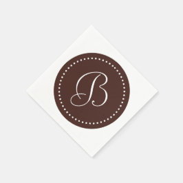 Monogram met bruine/witte stip servetten