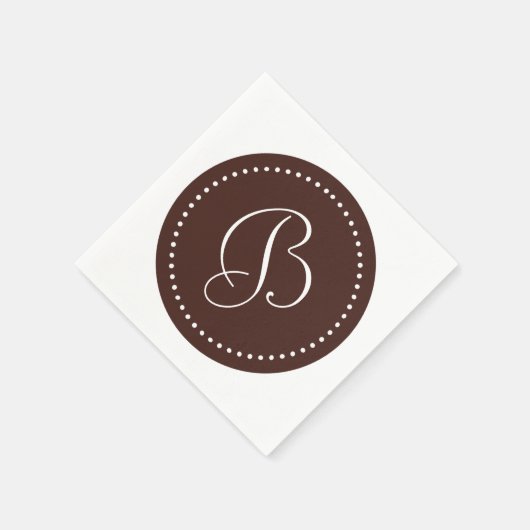Monogram met bruine/witte stip servetten (Hoek)