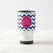 Monogram met Chevron Patroon - Navy Magenta Reisbeker (Center)