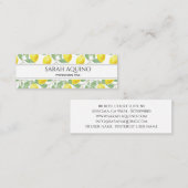 Monogram met citroen en bladeren patroon mini visitekaartje (Voorkant / Achterkant)