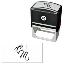 Monogram met Cross Self Inking Rubber Stamp