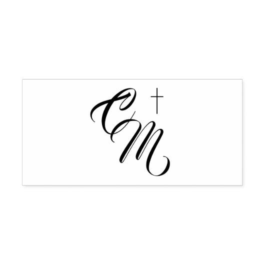 Monogram met Cross Self Inking Rubber Stamp Zelfinktende Stempel (Design)