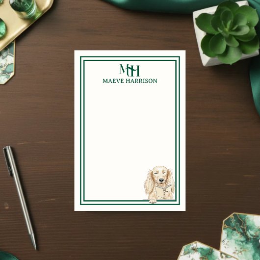 Monogram met de hand getekende Dachshund lezend Post-it® Notes