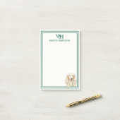 Monogram met de hand getekende Dachshund lezend Post-it® Notes (Op bureau)