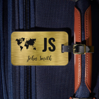 Monogram met de naam Gold Brushed Metallic Custom  Bagagelabel