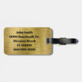 Monogram met de naam Gold Brushed Metallic Custom  Bagagelabel (Achterkant horizontaal)