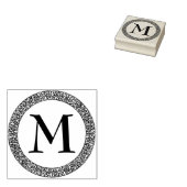 Monogram met dikke decoratieve rand rubberstempel (Gestempeld)