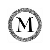 Monogram met dikke decoratieve rand rubberstempel (Afrduk)