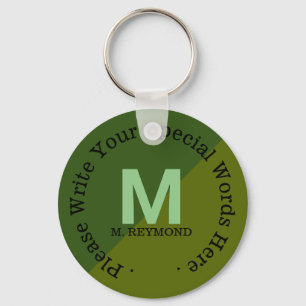 monogram met douanetekst op twee groene toon sleutelhanger