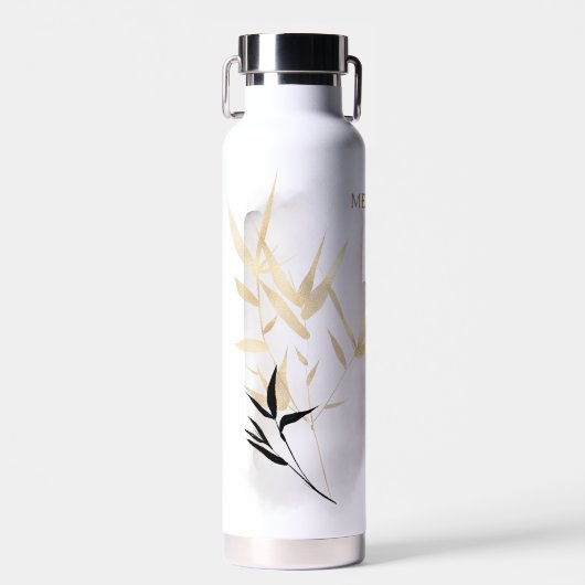 monogram met dubbele kleur bamboe waterfles (Voorkant)