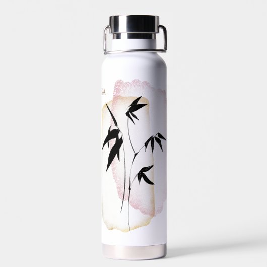 monogram met dubbele kleur bamboe waterfles (Achterkant)